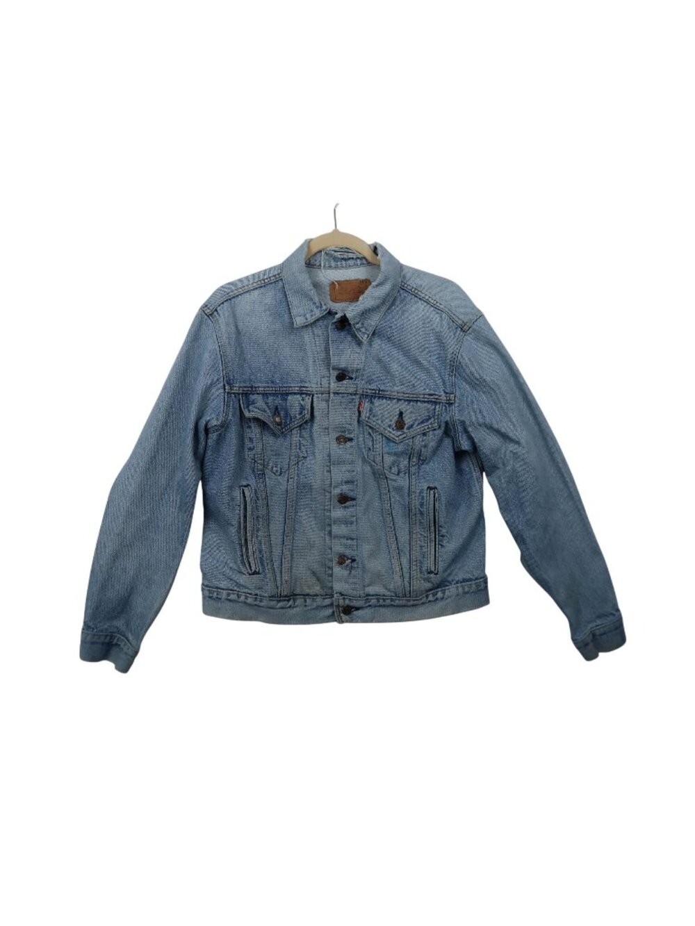 Vintage 1980's M Levis Light Wash Denim Trucker Jacket Blue Button Front